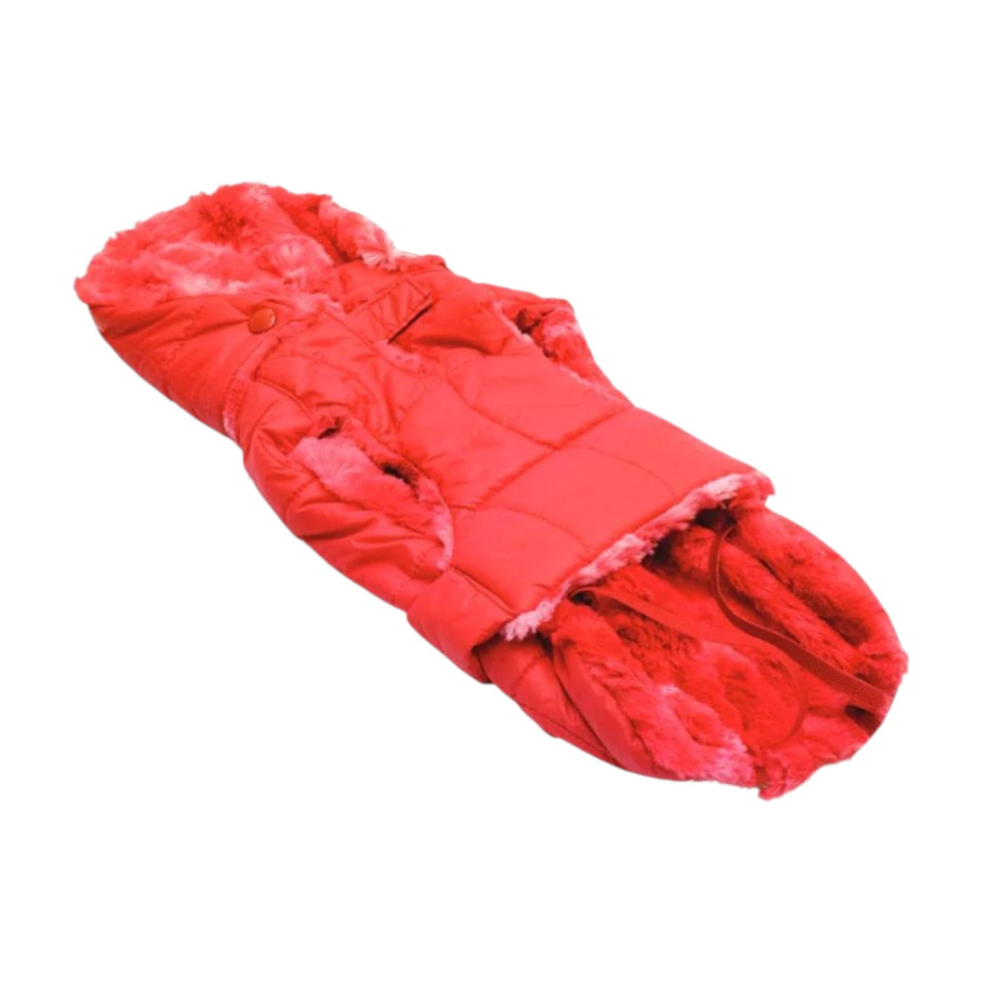 Fashion Dog - Cappotto trapuntato con cappuccio rimovibile completamente foderato in eco pelliccia